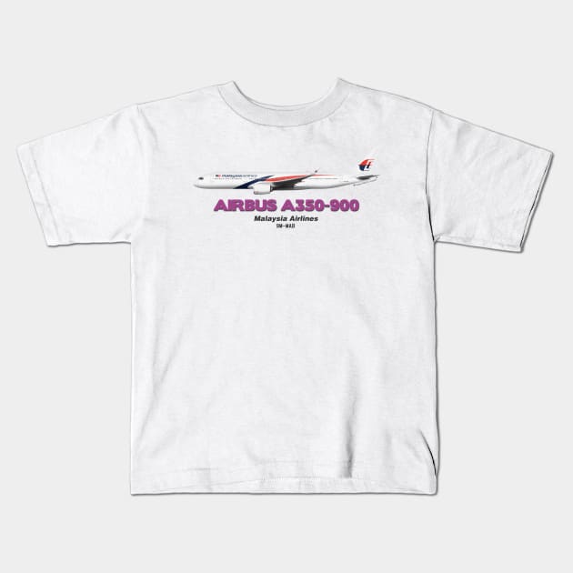 Airbus A350-900 - Malaysia Airlines Kids T-Shirt by TheArtofFlying